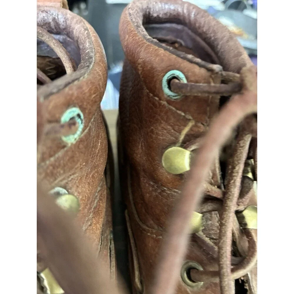 Justin Womens 6.5 Brown Leather Lace Up Moc Toe Boots Lug Sole Casual Work